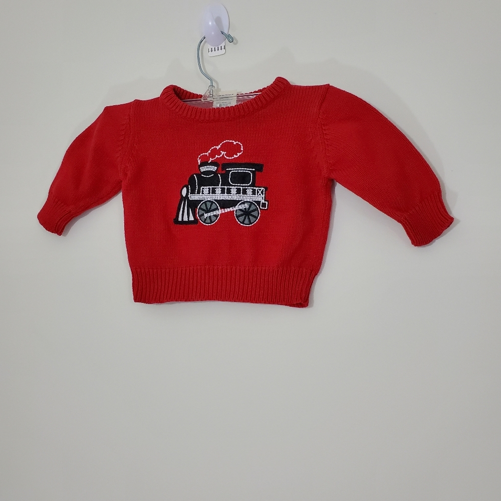 Osh Kosh Red Train Sweater, Size 9 months